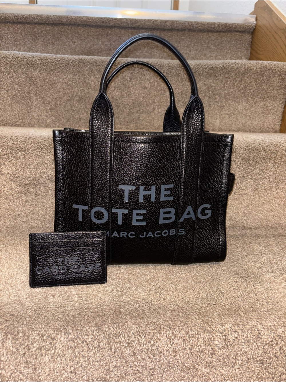 Marc Jacobs Black Pebbled Leather Tote with Card Case